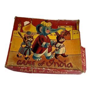 VINTAGE  GAME OF INDIA PARCHEESI  RARE NATIONAL GAMES INC READ Graphics Elephant